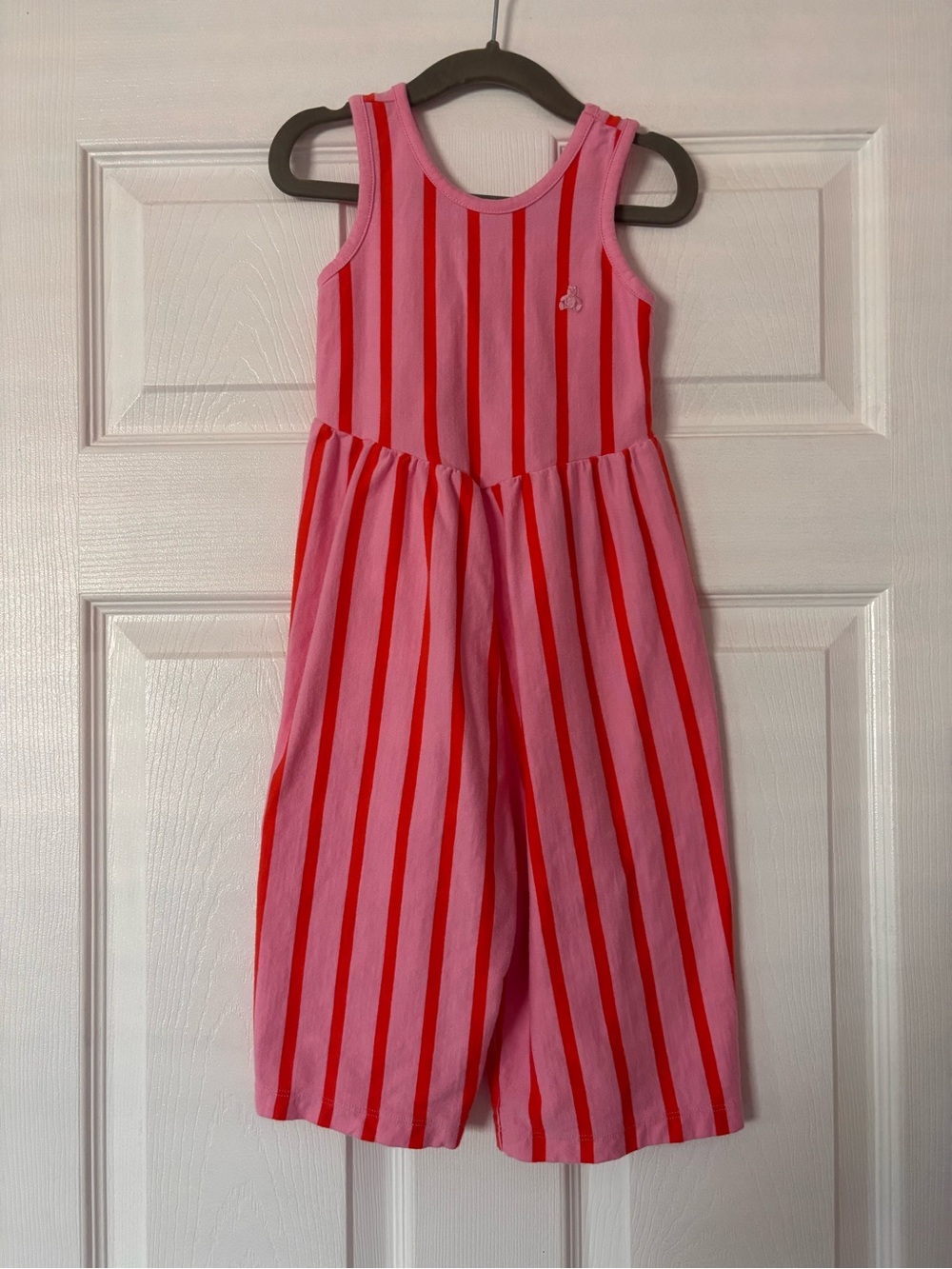 GAP Pink and Red Striped Sleeveless Jumpsuit